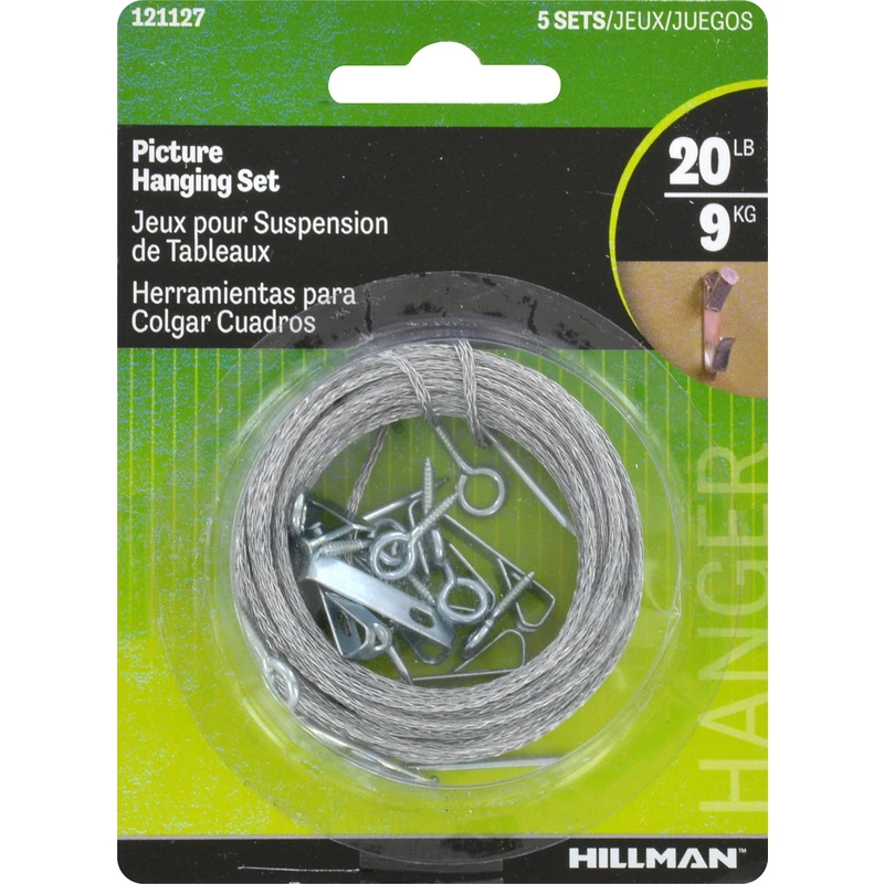 Hillman AnchorWire Steel-Plated Conventional Picture Hanging Set 20 lb 5 pk Hillman AnchorWire Steel-Plated Conventional Picture Hanging Set 20 lb 5 pk