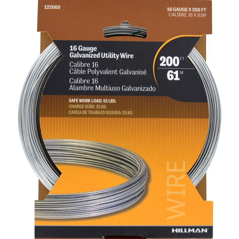 16-Gauge Galvanized Steel Wire, 200 Feet Length, Rust Resistant
