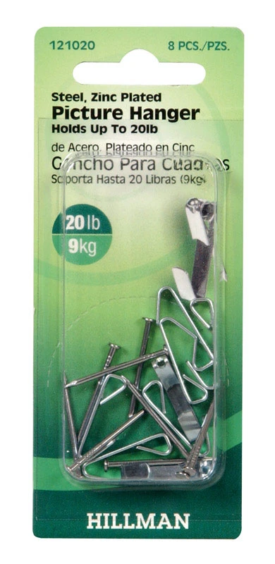 Hillman AnchorWire Silver Conventional Picture Hanger 20 lb 8 pk Hillman AnchorWire Silver Conventional Picture Hanger 20 lb 8 pk