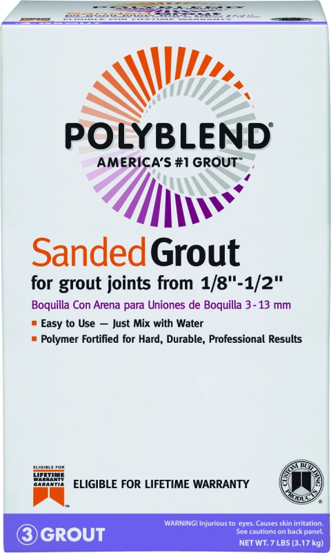7 Pound Polyblend Linen Color Number 122 Sanded Grout for Tile Installation