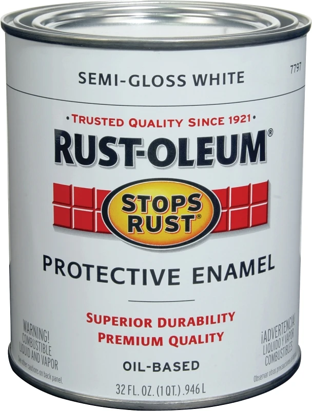 Stops Rust Oil Based Semi-gloss Protective Enamel, White, 1 Quart