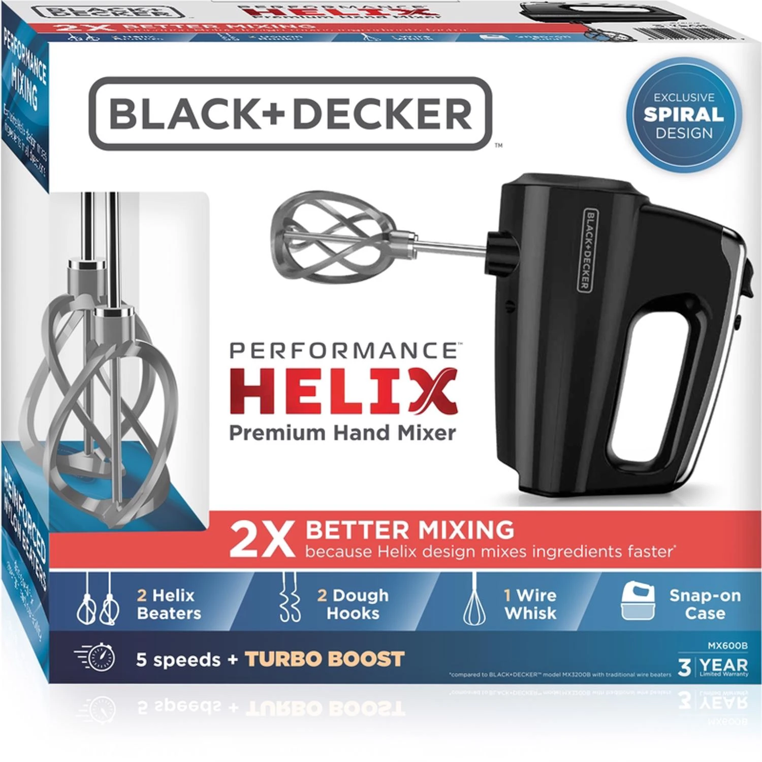 Helix Performance 5-speed Hand Mixer Mx600b-t Black/silver