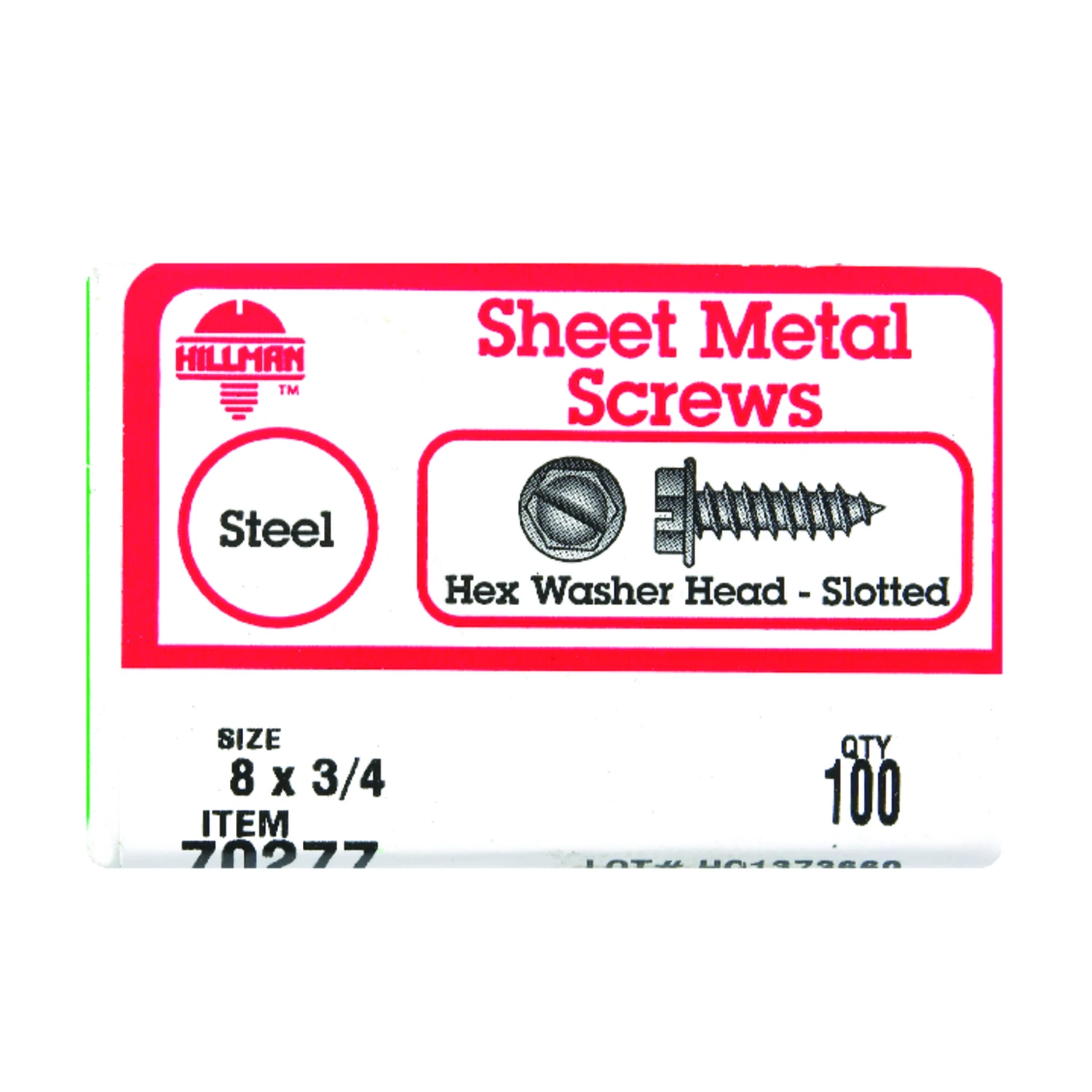 Hillman #8 x 3/4 In. Slotted Hex Washer Head Zinc Sheet Metal Screw (100 Ct.)