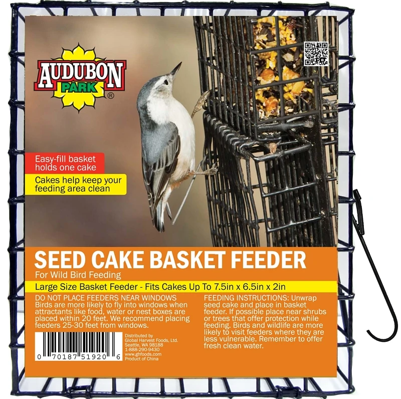11236 Bird Seed Cake Basket Feeder - Durable Metal Design For Year-round Use