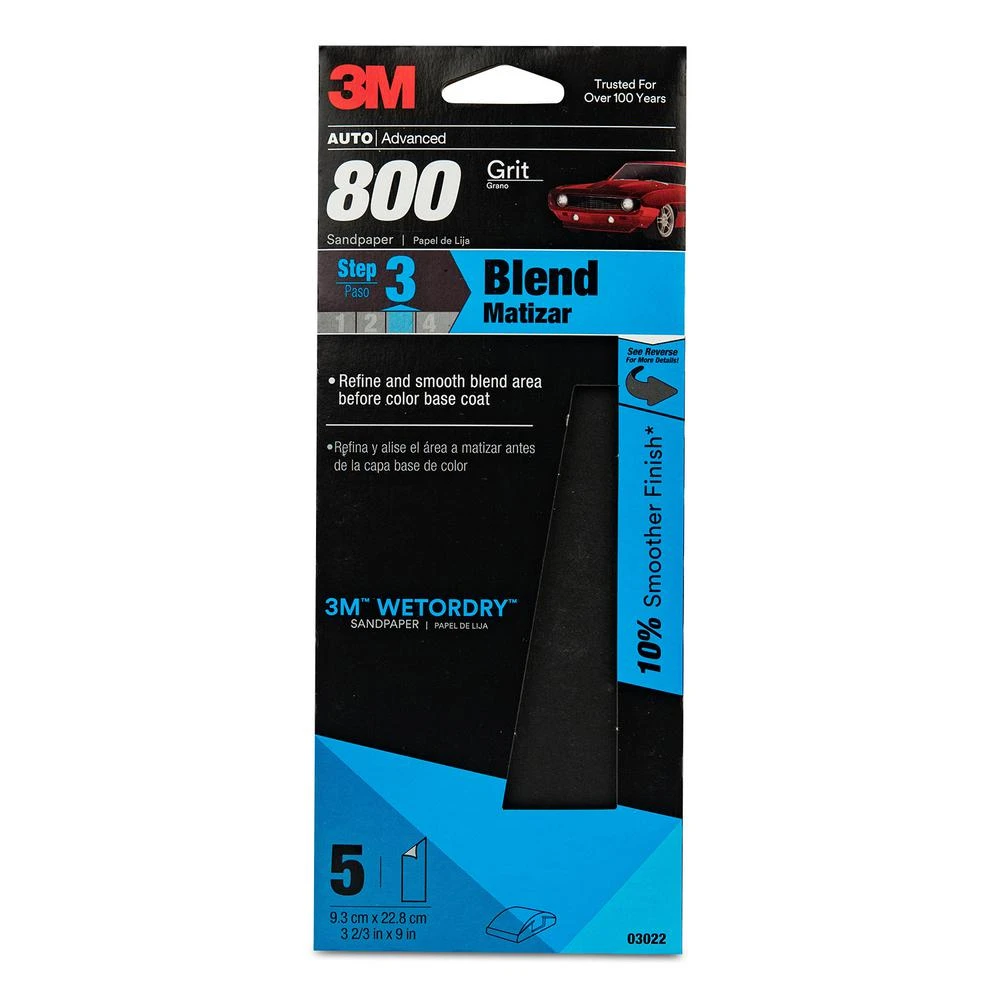 Sandpaper, Automotive, 800 Grit, 3-2/3 x 9 In., 5-Pk.