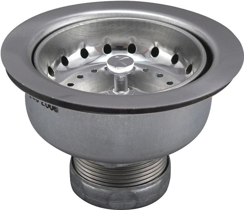 Short Shank Stainless Steel Sink Strainer With Locking Shell And Neoprene Stopper