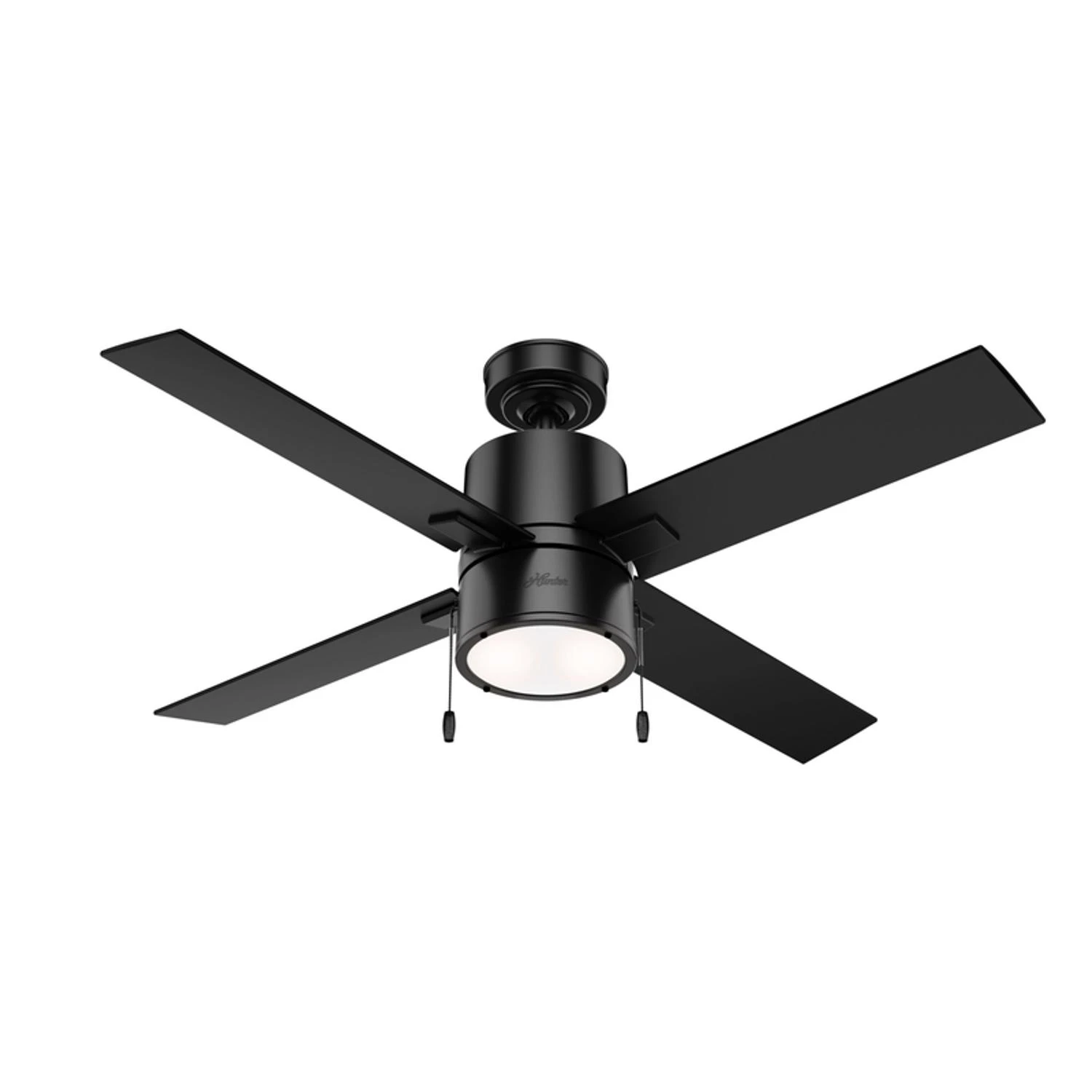 52 In. Matte Black Ceiling Fan With Led Light Kit
