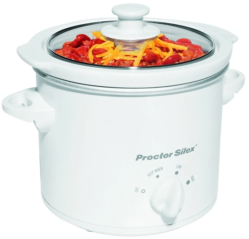 1.5-quart Round Slow Cooker With Removable Crock And Glass Lid