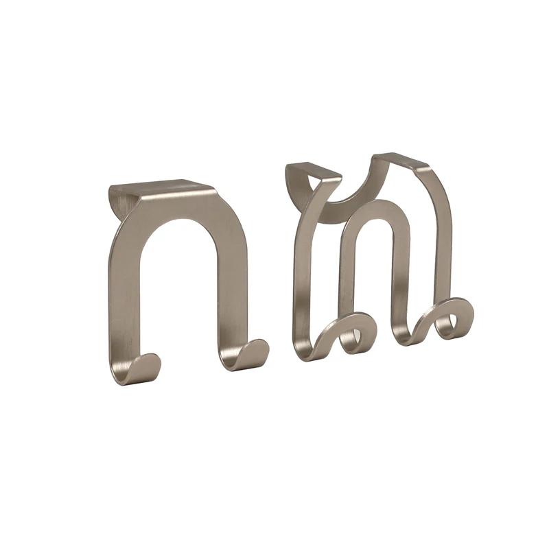Double Hook, Over Cabinet/Drawer, Brushed Nickel, 2-Pk.