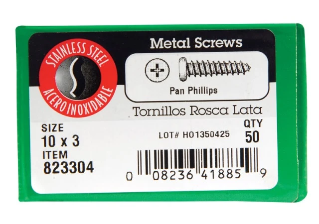 Hillman 10 in. x 3 in. L Phillips Pan Head Stainless Steel Sheet Metal Screws 50 1 pk