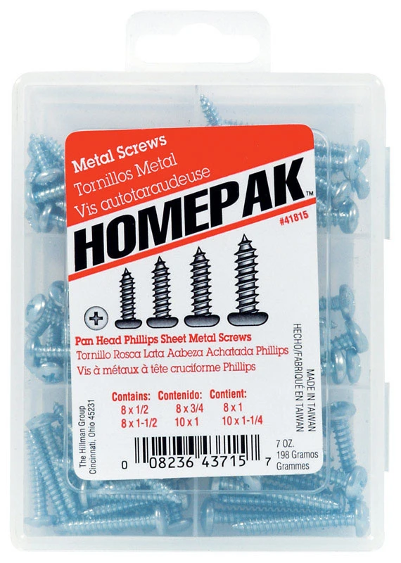 Pan-Head Sheet Metal Screw Assortment, 6-Cavity, 7-oz.