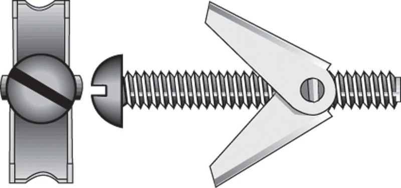 Hillman 1/4 in. D X 4 in. L Round Steel Toggle Bolt 1 pk Hillman 1/4 in. D X 4 in. L Round Steel Toggle Bolt 1 pk