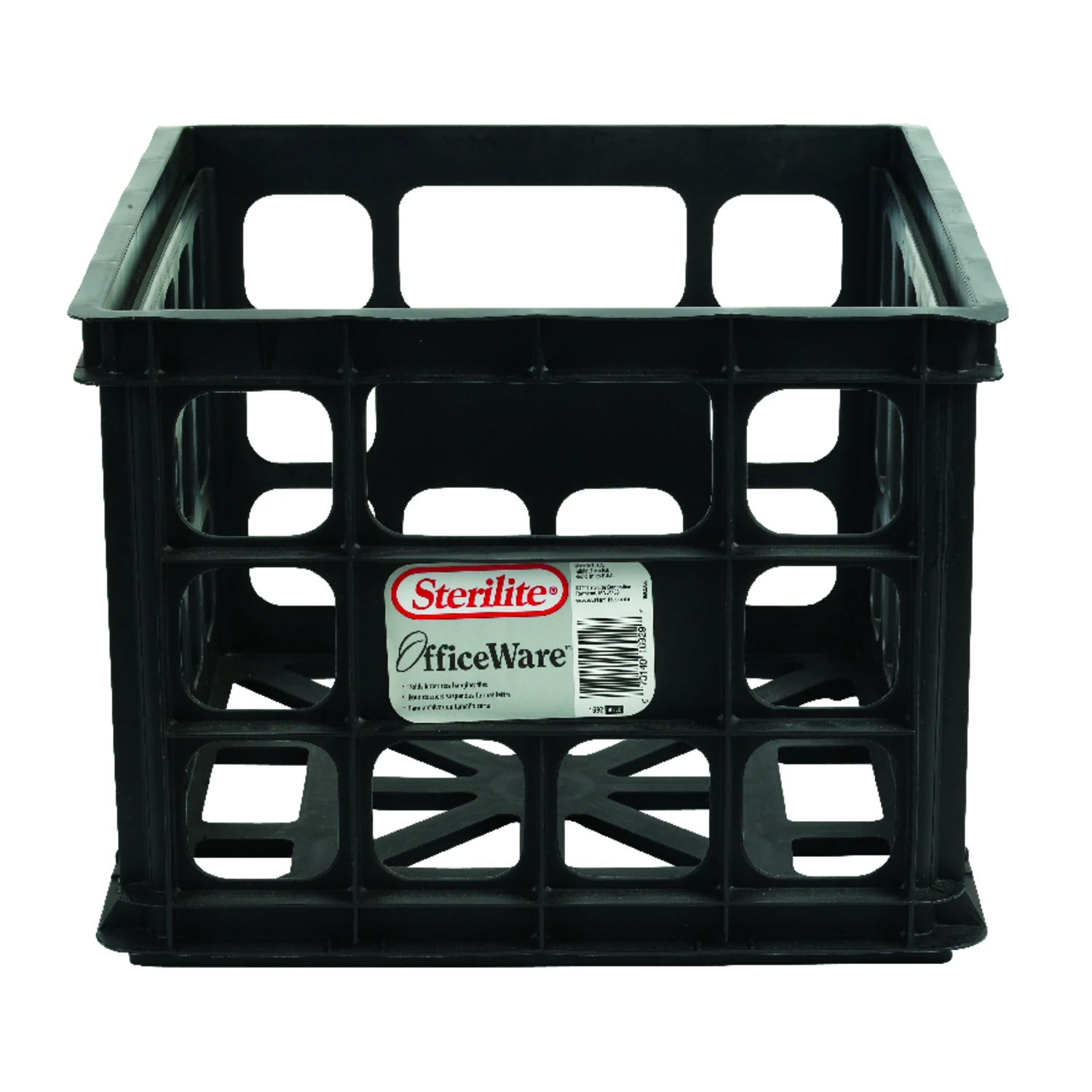 Stackable Storage Crate, 5.5 Cu Ft, Black, 10-1/2 In H X 15-1/4 In W X 13-3/4 In D