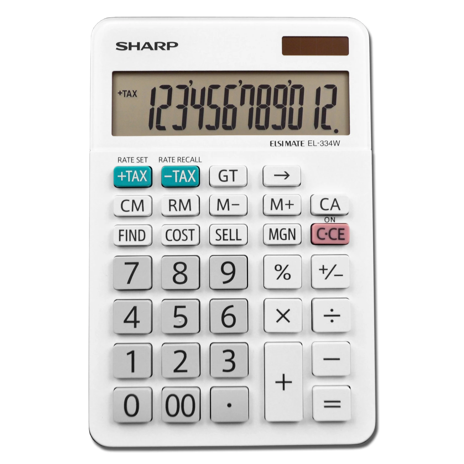 El-334wb White 12-digit Solar Powered Desktop Calculator