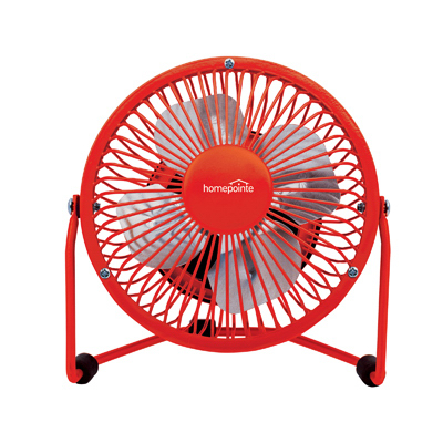 High-velocity Personal Fan, Dual Usb/120-volt, Red, 4-inch