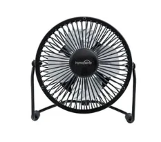 High-velocity Personal Fan, Dual Usb/120-volt, Black, 4-inch