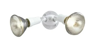 150-Watt White Plastic Twin Head Outdoor Flood Light Fixture