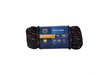 Tru-guard Twisted Polypropylene Truck Rope, Black & Orange, 3/8-in. X 50-ft.
