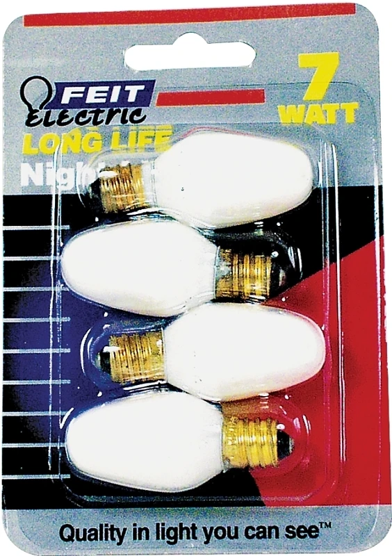 BP7C7-W-4 4 Count 7 Watt White Long Life Night Light Bulbs