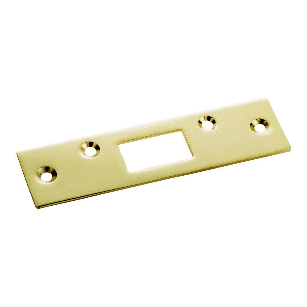 Brass Plated Steel Security Strike Plate, 1 and 1 Quarter Inch by 4 and 7 Eighths Inch