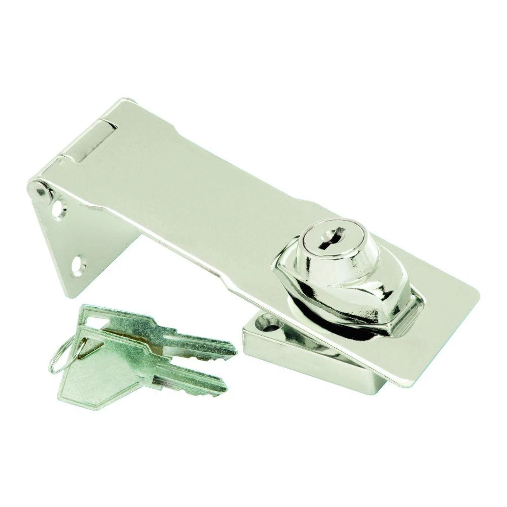 4-1/2-inch Chrome Keyed Hasp Lock - Durable Chrome-plated Steel Construction
