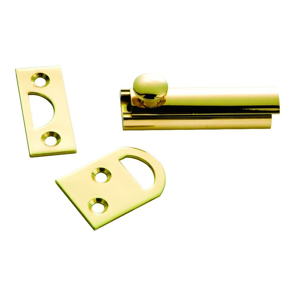 Brass Door Surface Bolt With 2 Keepers, 3-inch For Secure Installation