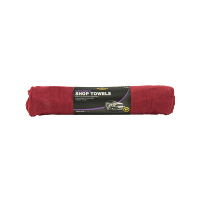 Shop Towel, Red Cotton, 13 x 14 In., 10-Pk.