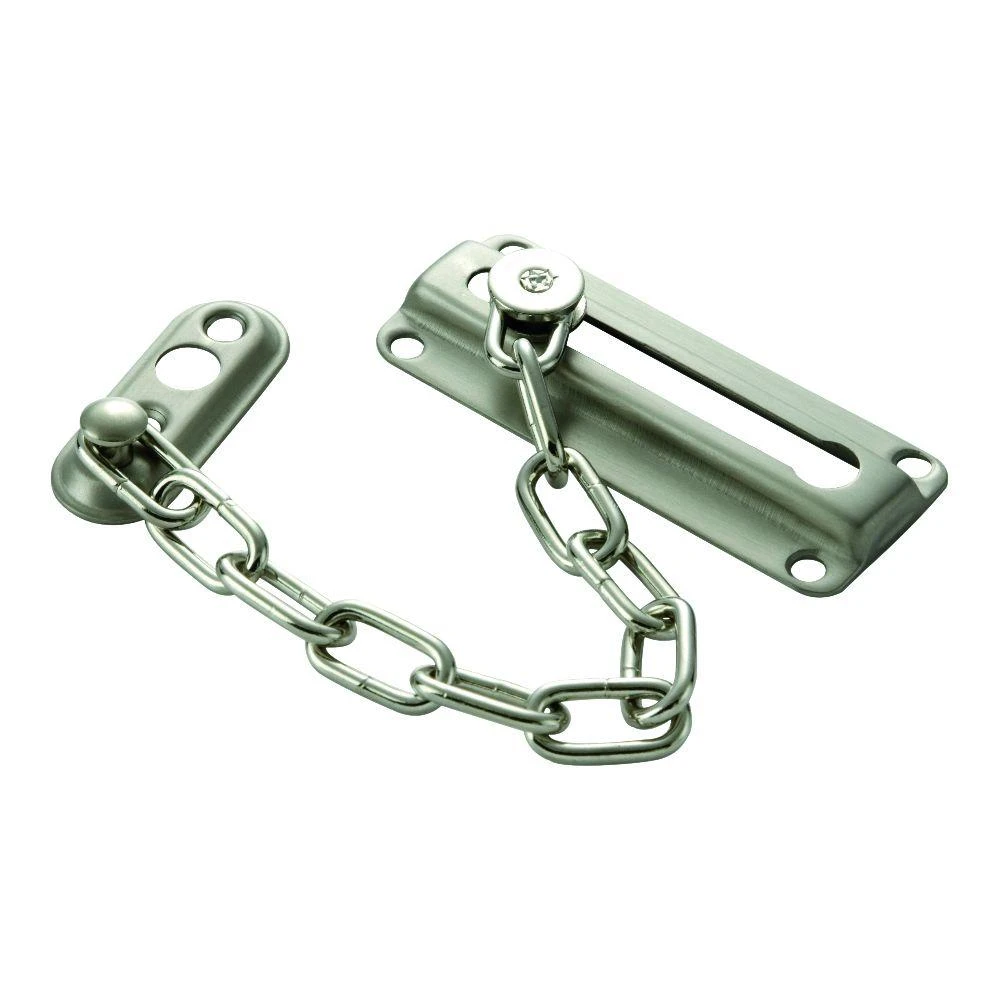 Satin Nickel Chain Door Fastener - Plated Brass With Steel Chain - Model 1870-sn
