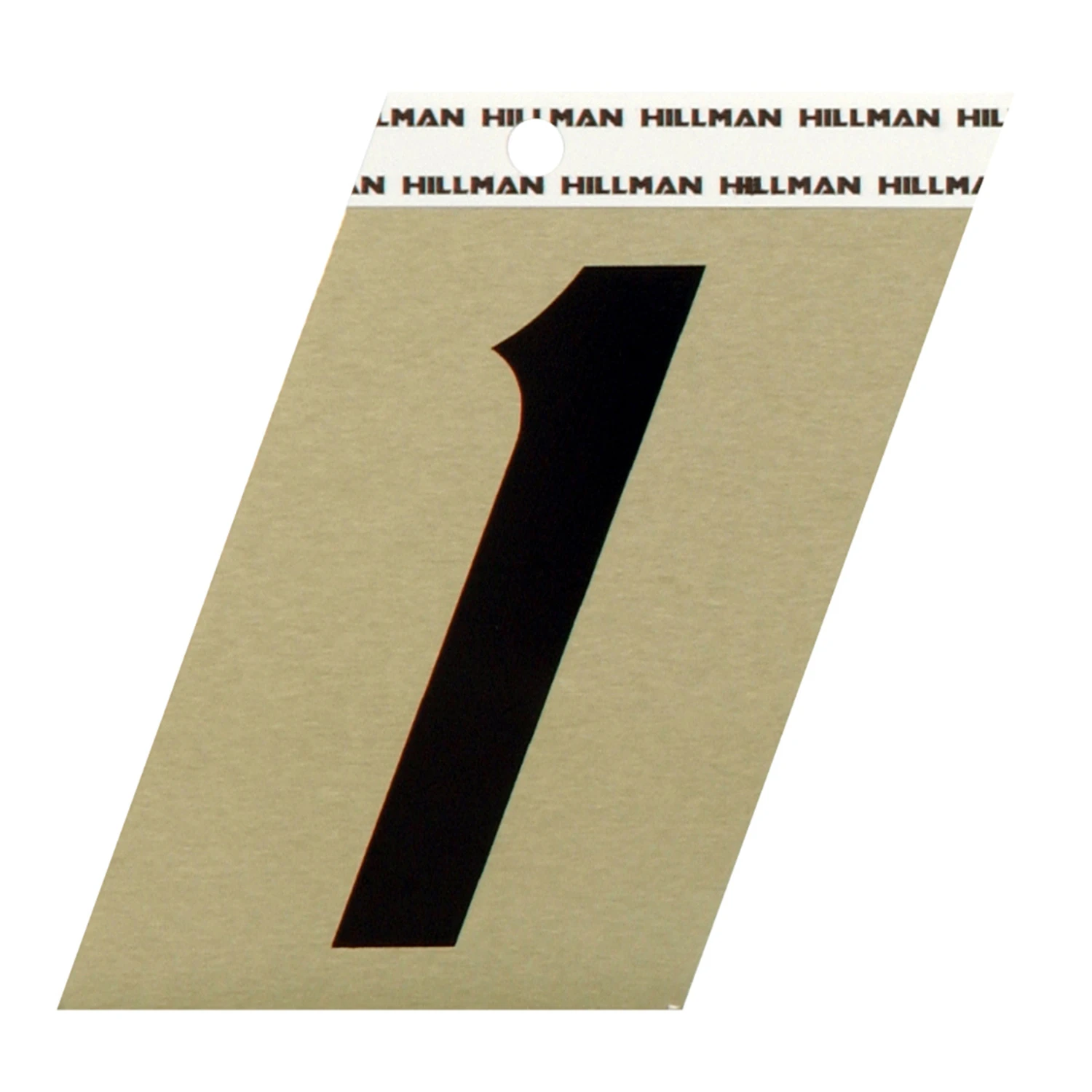 Relective Adhesive Angle-Cut House Address Number 1, Black and Gold Aluminum, 3-In.