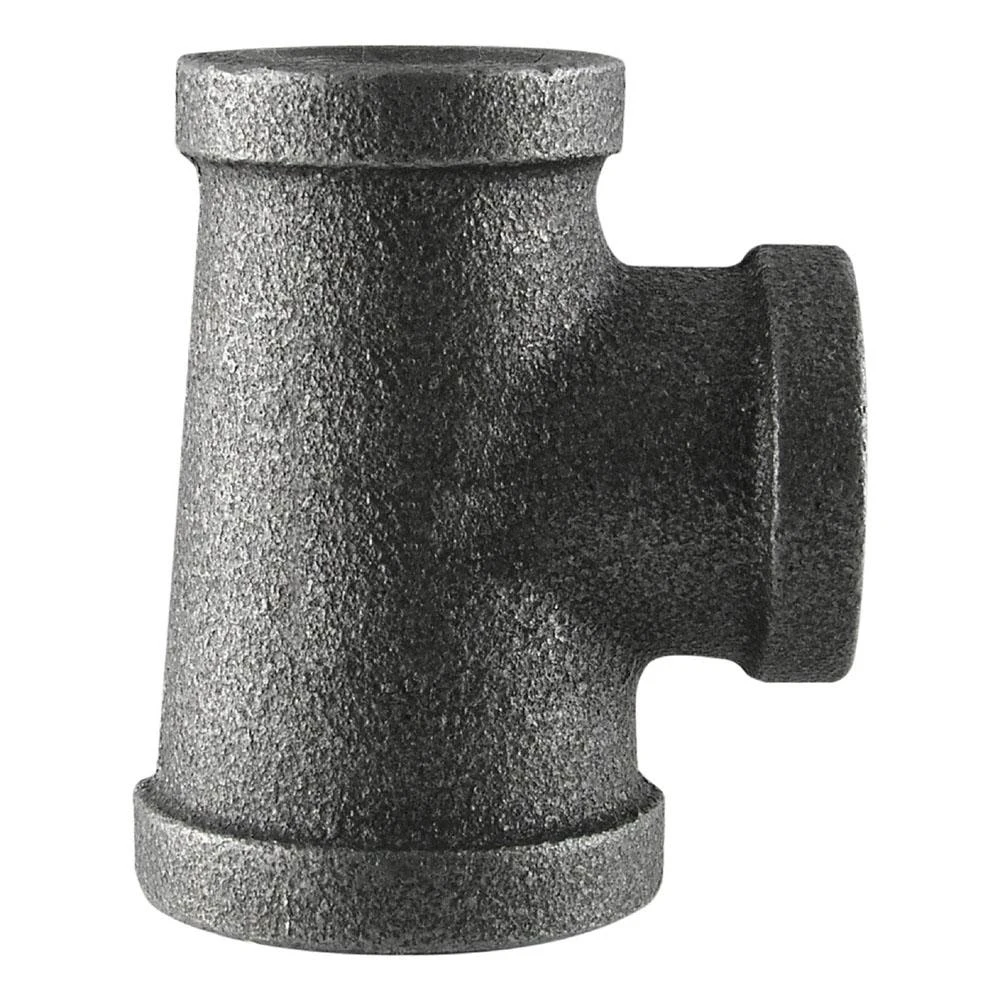 1 Inch by 1/2 Inch by 1 Inch Black Steel Pipe Reducing Tee Fitting