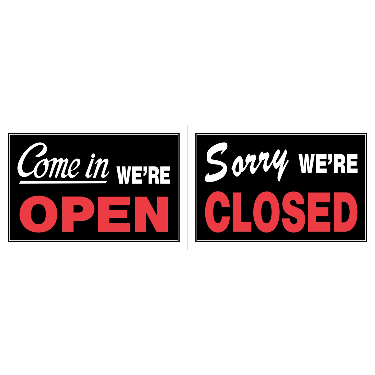 8 X 12-inch English Black Open/close Sign - Durable Plastic, 2-sided