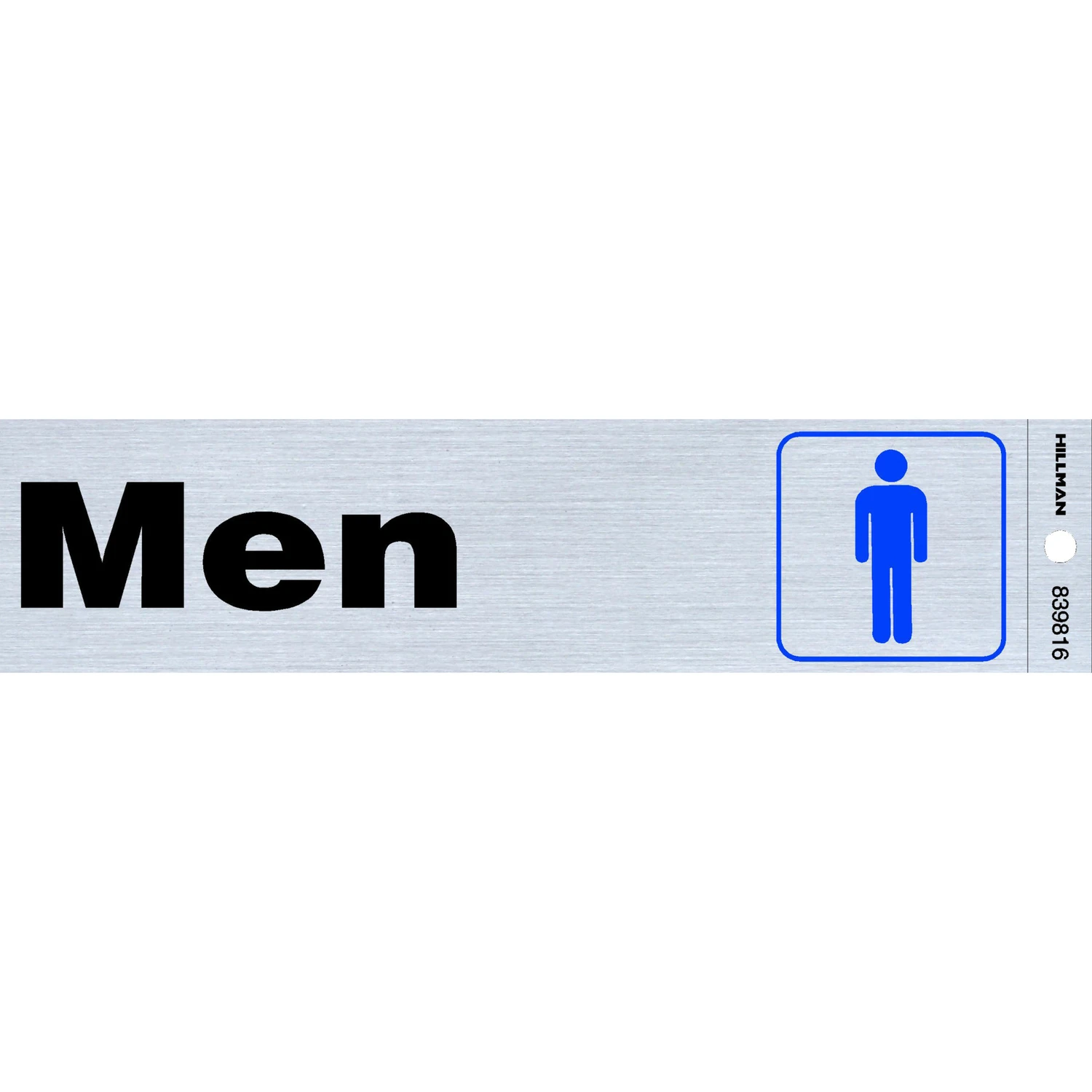 Men's Restroom Sign 2 In. H X 8 In. W Vinyl With Nickel Finish