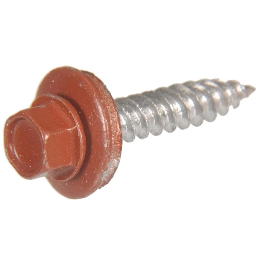 Self-Piercing Sheeter Roofing Screws with Hex Washer Head, Red Ceramic Coated, Size Number 10 by 1 Inch, 1 Pound Pack