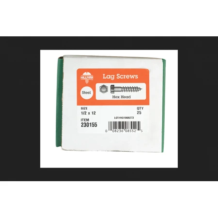 Hillman 1/2 in. x 12 in. L Hex Zinc-Plated Steel Lag Screw 25 pk