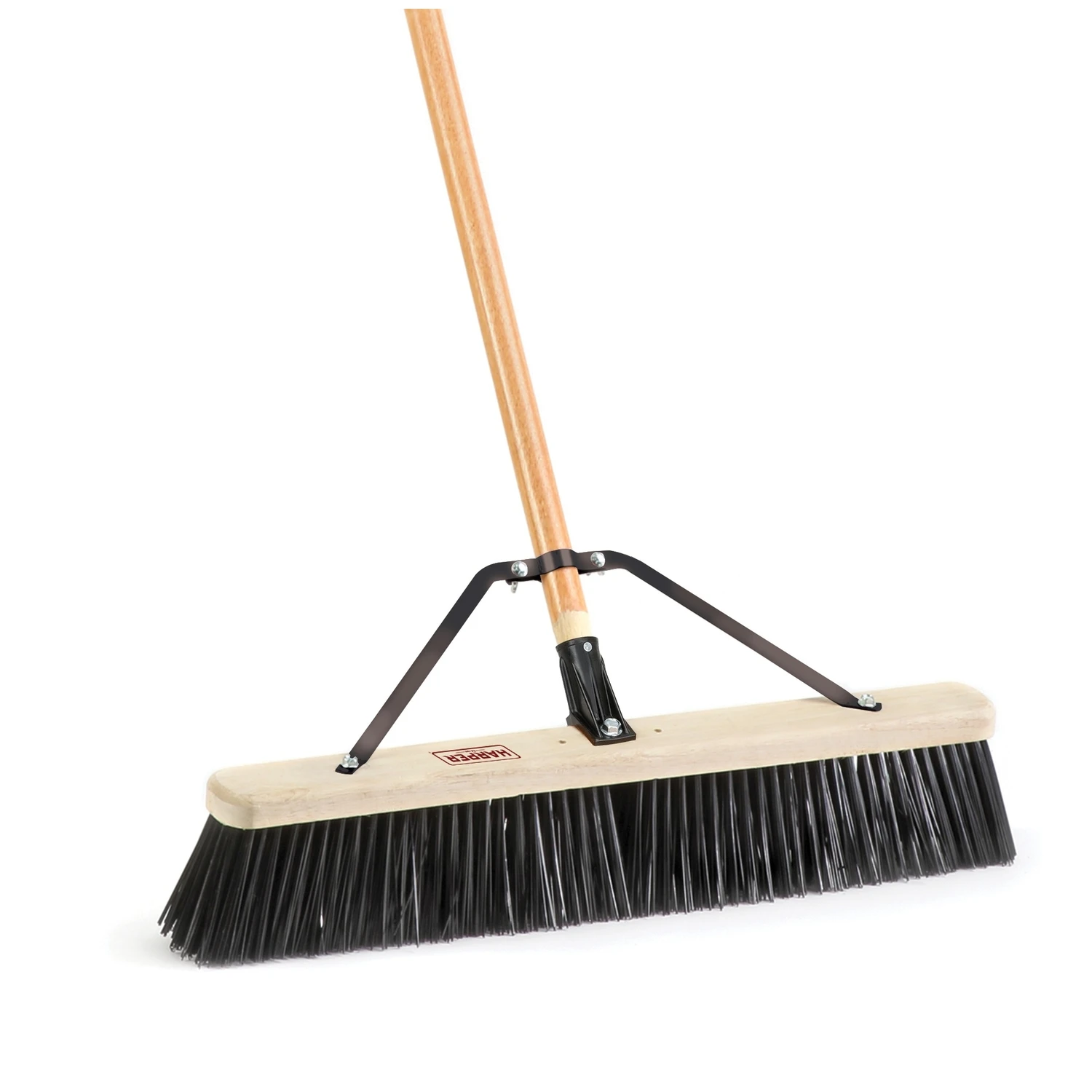 24 In. Heavy-duty Rough Surface Push Broom With 60 In. Wood Handle