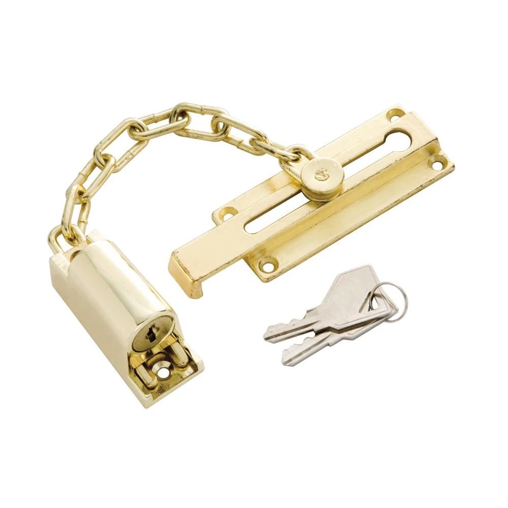 Key Chain Door Fastener - Model 1800 - Polished Brass Finish For Security