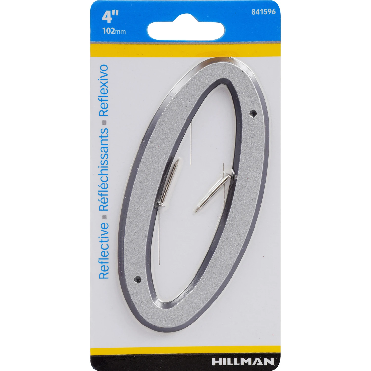4 In. Reflective Silver Plastic Nail-on House Number 0