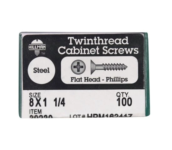 Hillman No. 8 X 1-1/4 In. L Phillips Black Phosphate Twinfast Cabinet Screws 100 Pk