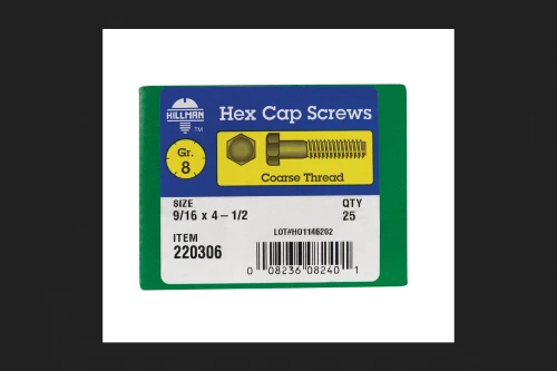 Hillman 9/16 in. Dia. x 4-1/2 in. L Heat Treated Steel Hex Head Cap Screw 25 pk