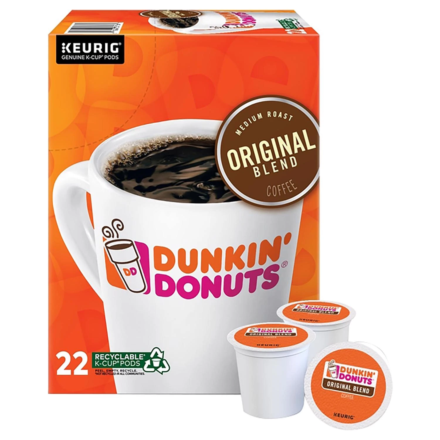Dunkin' Donuts� Single-Serve Coffee K-Cup�, Original Blend, Carton Of 22
