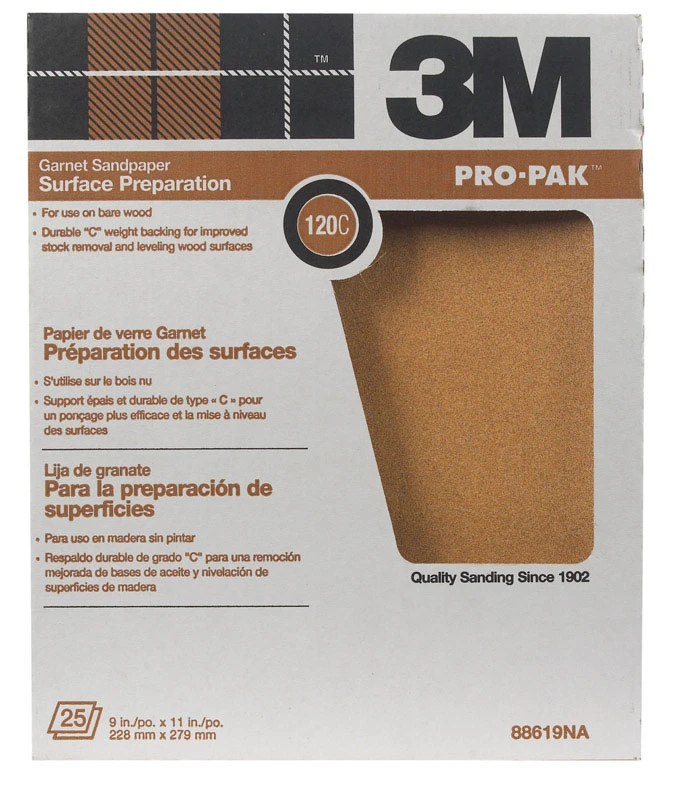 3M Pro-Pak 11 in. L x 9 in. W 120 Grit 25 pk Sandpaper Aluminum Oxide Fine