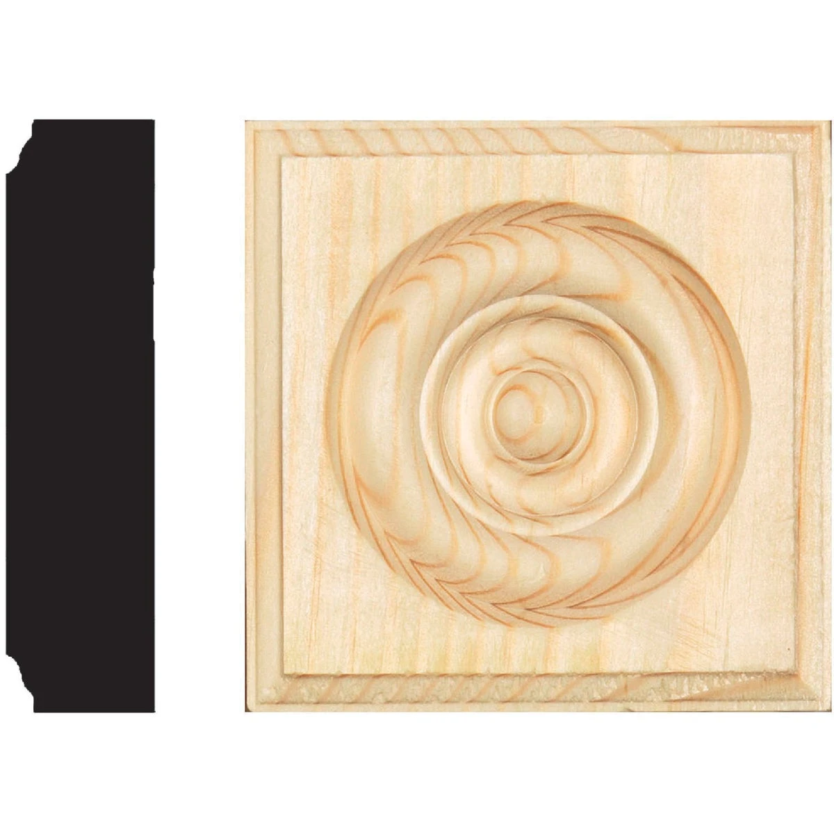 7/8 In. X 3-1/2 In. Unfinished Pine Rosette Block Moulding