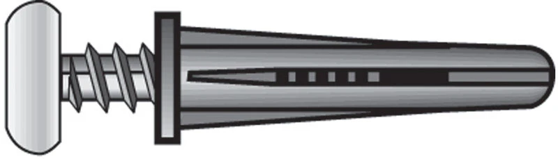 .190 In. D X 1 In. L Plastic Flat Head Conical Anchor 4 Pk With Screws