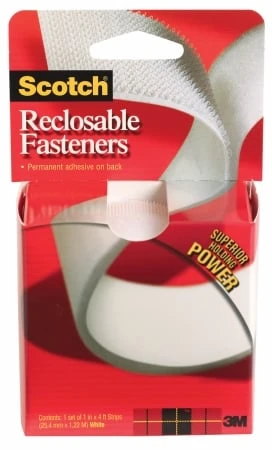 Scotch White Reclosable Fasteners, 1" X 48", Rf7740, 4 Pk