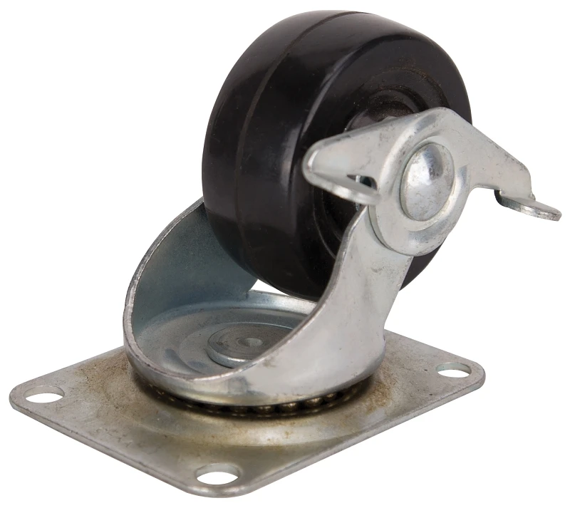 3 Inch Rubber Swivel Caster With Brake, Model Jc-h11, Zinc Plated