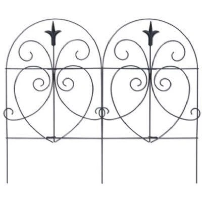 Black Romantic-style Garden Fence, 18-inch X 8-feet, Powder-coated Steel