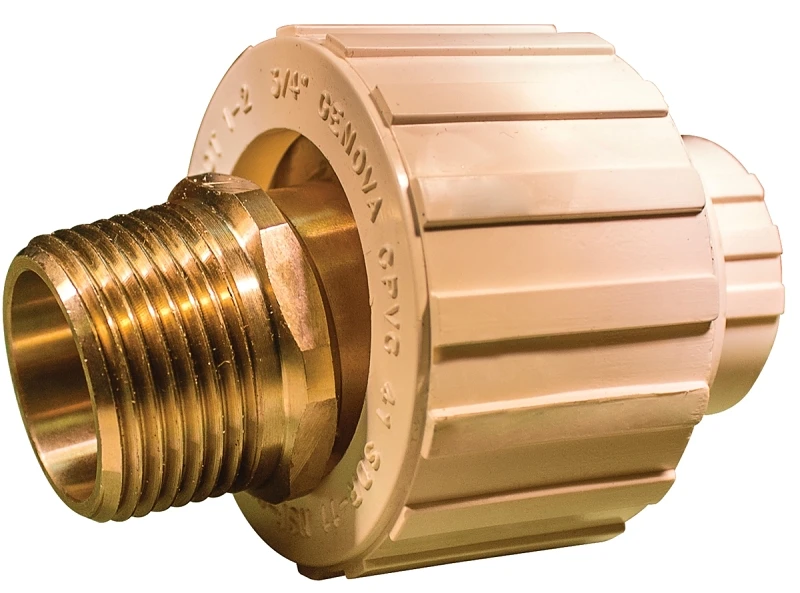 Transition Pipe Union, Three Quarter Inch CPVC Slip by Brass Male Iron Pipe Thread