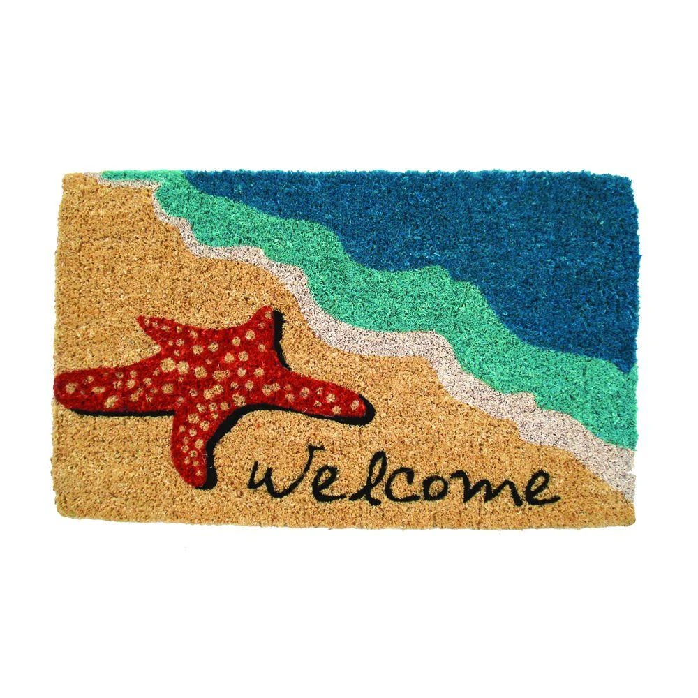 Starfish Welcome 18 In. X 30 In. Hand Woven Coir Door Mat