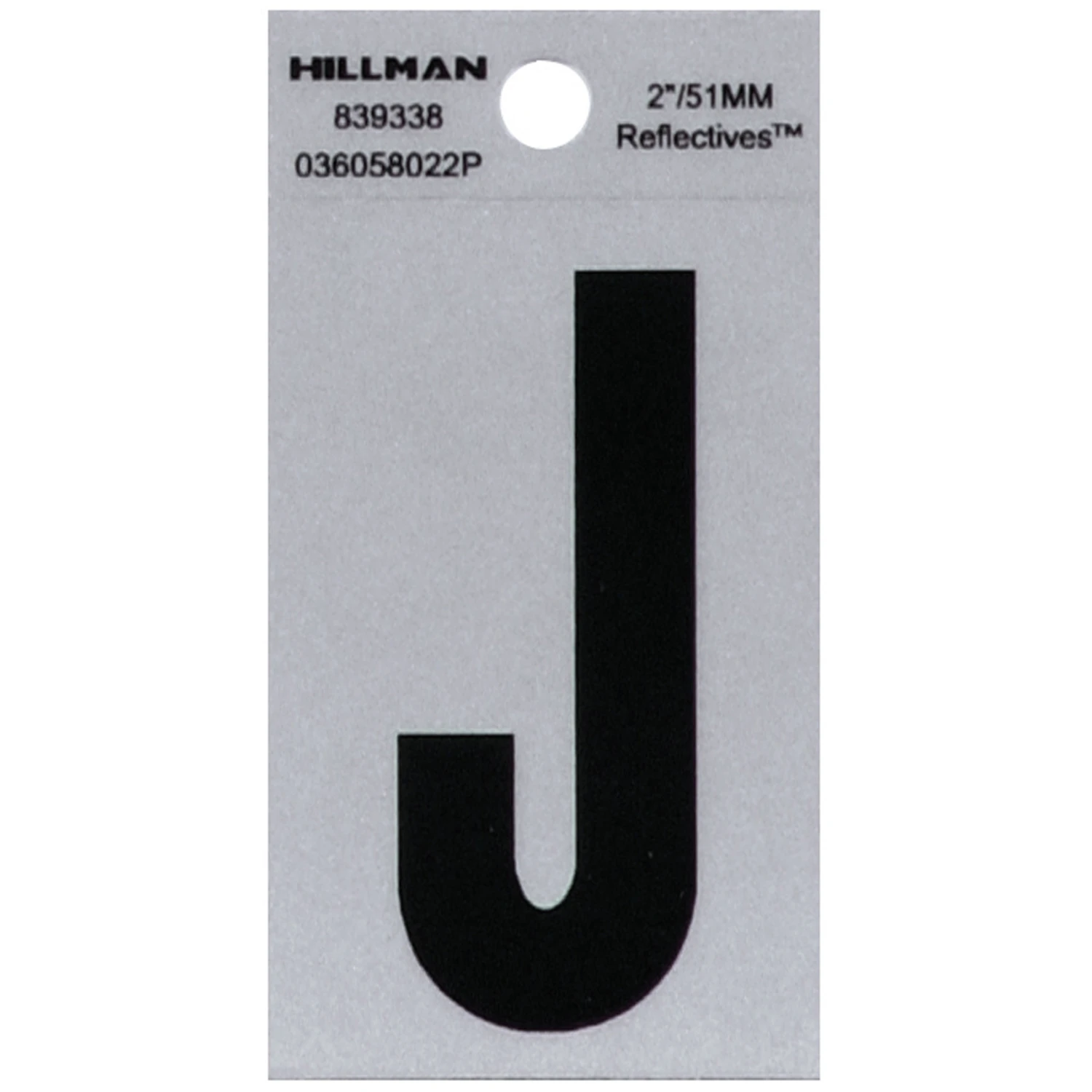 2 In. Reflective Black Vinyl Self-adhesive Letter J