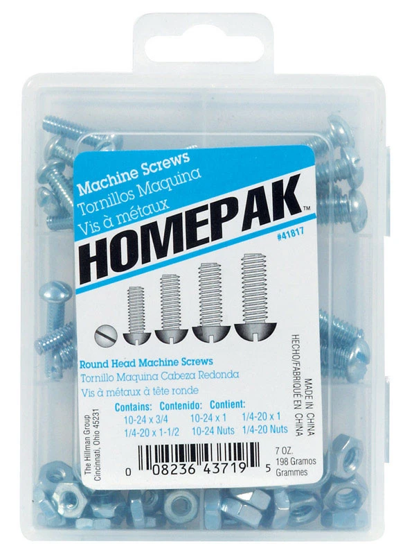41817 Homepack Round Head Machine Screw Assortment- pack of 5
